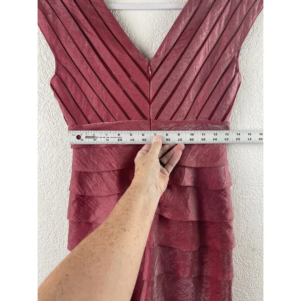 ADRIANNA PAPELL Women's 4 Shutter Pleated Tiered Dress‎ RED Cocktail Party